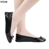 Black Foldable Ballet Flats with Carrying Case-7