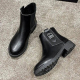 Black Martin Boots Winter Buckle Shoes-6