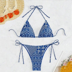 Blue Boho Chic Bikini: Trendy Beachwear Essentials-1