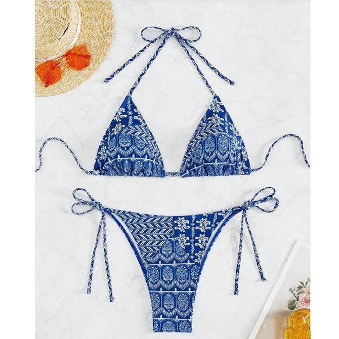 Blue Boho Chic Bikini: Trendy Beachwear Essentials-2