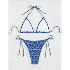 Blue Boho Chic Bikini: Trendy Beachwear Essentials-3