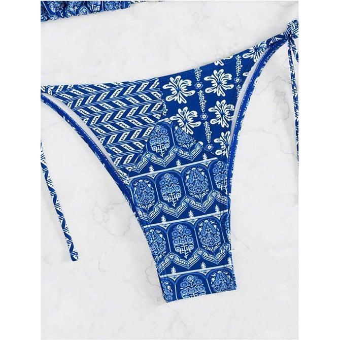 Blue Boho Chic Bikini: Trendy Beachwear Essentials-5