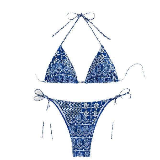 Blue Boho Chic Bikini: Trendy Beachwear Essentials-6