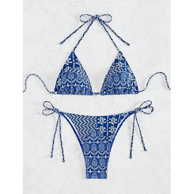 Blue Boho Chic Bikini: Trendy Beachwear Essentials-7