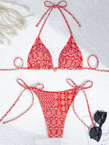 Blue Boho Chic Bikini: Trendy Beachwear Essentials-Red-9