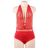 LOVEMI  Bodysuit Red / M Lovemi -  Sexy Lingerie One-piece Sexy Pajamas Hanging Neck Straps
