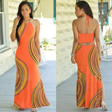 Boho Print Halter Maxi Dress for Women-1