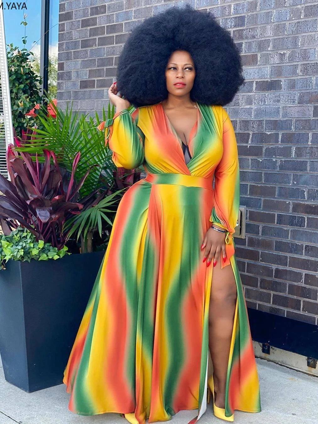 Bold Afro Hairstyles & Vibrant Maxi Dresses-Red-1