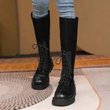 LOVEMI  Bottes Black / 4 Lovemi -  Thick-soled Thinner Lace-up Knight Boots Women Are Small But Knee-length Autumn And Winter