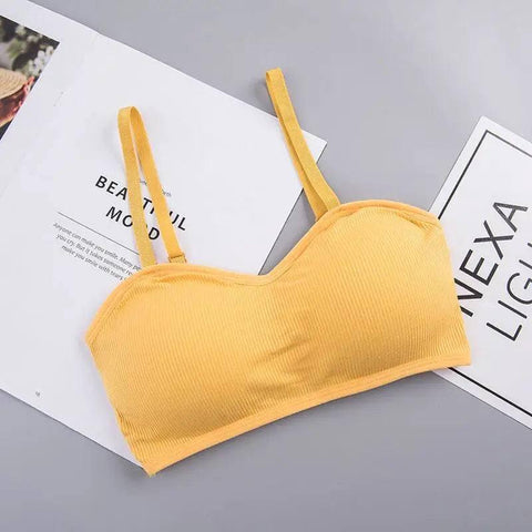Bra Underwear Lingerie Teenagers Girls Kids Cotton For-Yellow-5