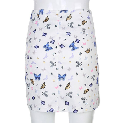Butterfly print tight split hip skirt-9