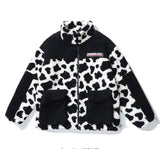 Camouflage Panda Cow Spotted Lamb Wool Coat Men And Women-Black-1