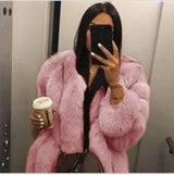 Cardigan long sleeve plush ladies jacket-Pink-4