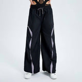 LOVEMI  cargo Lovemi -  Sports Fashion High Waist Lace-up Color Contrast Breasted Loose Casual Woven Pants
