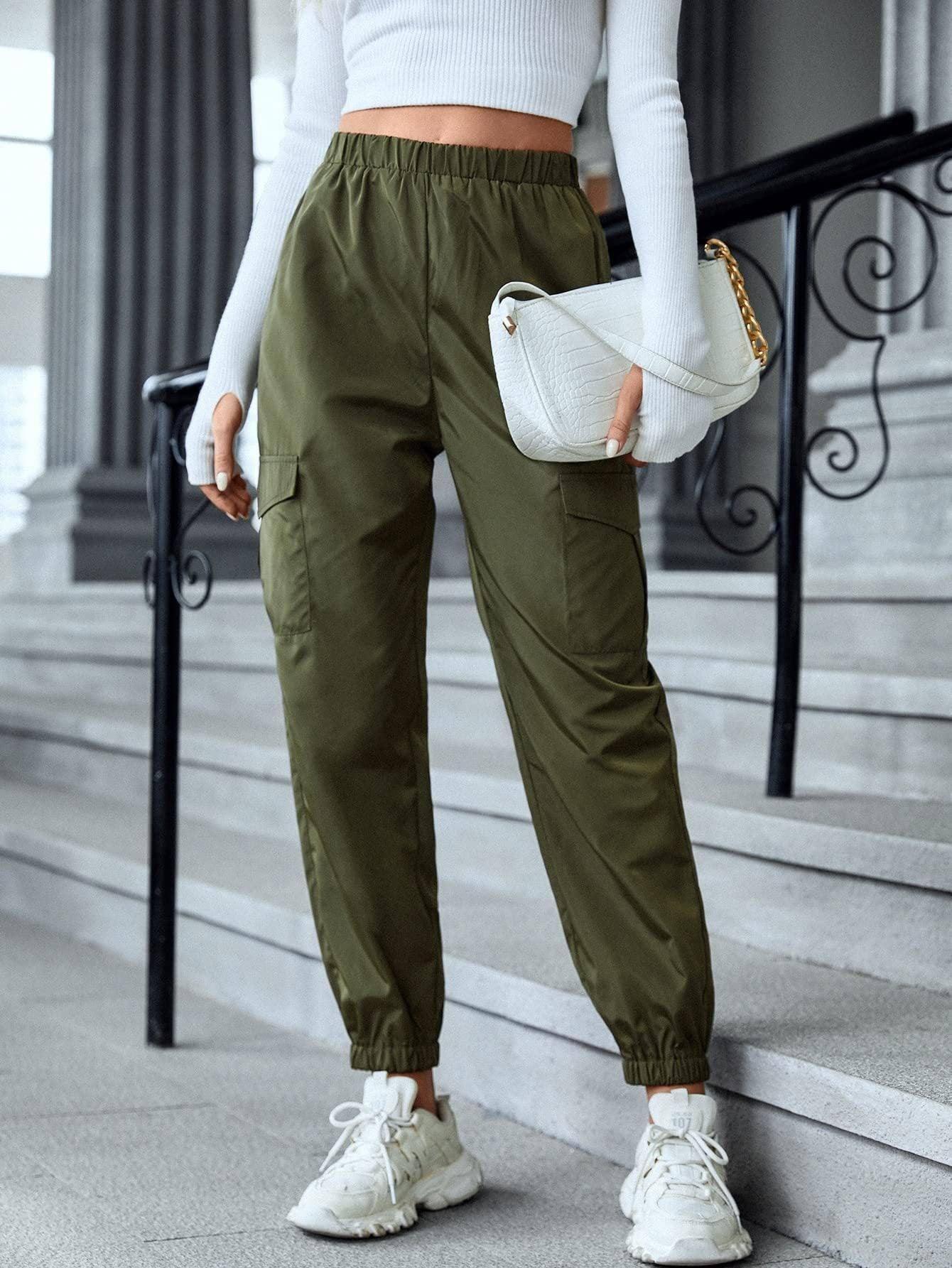 Cargo Pants Fashion Casual Multi-pocket Elastic Waist Pencil-Army Green-3