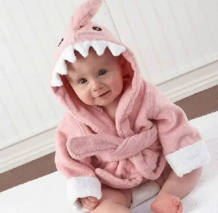 Cartoon Cute Animal Modeling Baby Bath Towels Baby Bathrobes-Pinkshark-4