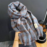 Cashmere Scarf Women's Check Thickened-6
