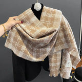 Cashmere Scarf Women's Check Thickened-8