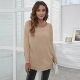 Casual Diamond Lace Patchwork European And American T-shirt-Apricot-6