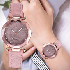 Casual Women Romantic Starry Sky Wrist Watch Leather-1