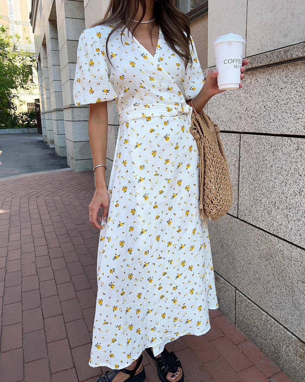 Casual Women's Summer Dresses 100% Cotton Floral Print-7