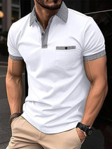 Checkered Men's Sports Polo Shirt 0 LOVEMI  White S 