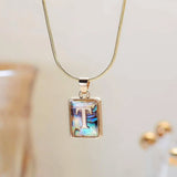 26 Letter Square Necklace Colorful Shell Luminous Pendant Chain Necklace For Women Temperament Ladies Jewelry-4