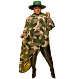 Chic Camo Poncho & Faux Leather Pants Look-army green-1