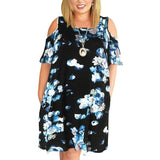 Chic Cold Shoulder Dress | Trendy Plus-Size Fashion-blue white-11