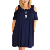 Chic Cold Shoulder Dress | Trendy Plus-Size Fashion-Navy Blue-15