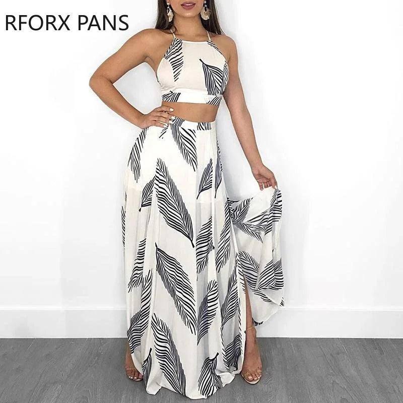 Chic Feather Print Maxi Dress for Trendy Summer Style-1