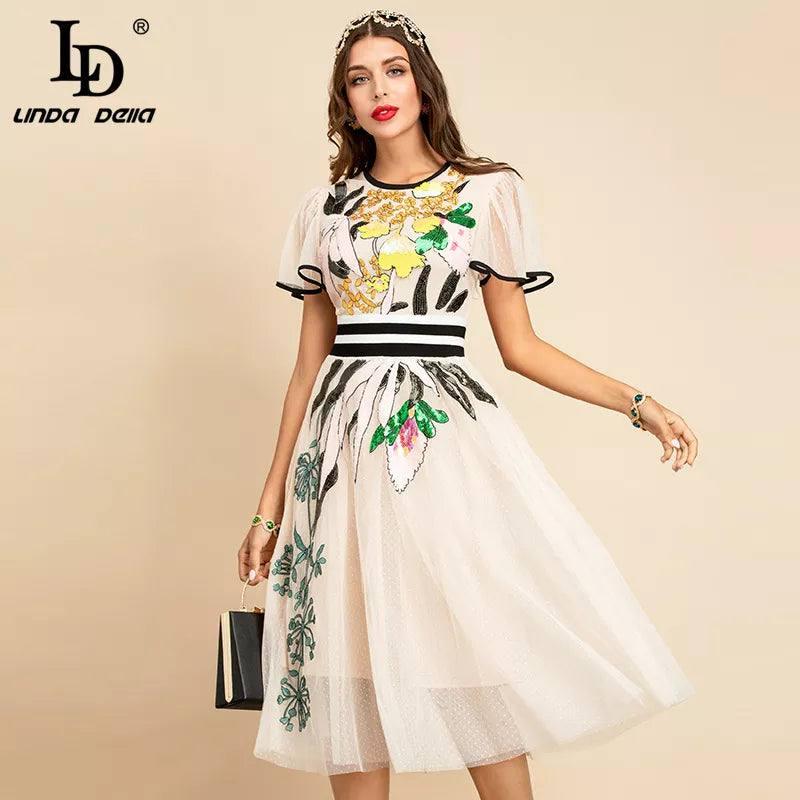 Chic Floral Midi Dress for Stylish Women-1