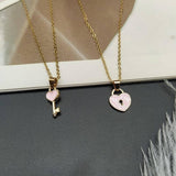 Chic Heart & Key Pendant Necklaces for Couples-2