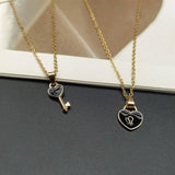 Chic Heart & Key Pendant Necklaces for Couples-Black-4
