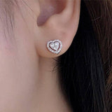 Chic Heart-Shaped Diamond Earrings - Elegant Jewelry-White-2
