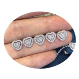 Chic Heart-Shaped Diamond Earrings - Elegant Jewelry-White-4