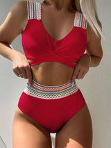 Chic High-Waisted Bikinis: Trendy Beachwear Essentials-Red-5