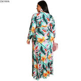 CMYAYA Plus size XL-5XL Autumn women fashion Print Sashes Long Maxi dress open Bodycon night Beach Casual dresses vestidos-4