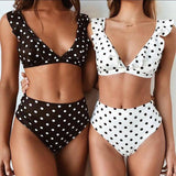 Chic Polka Dot High-Waisted Bikinis for Timeless Beach Style-1