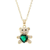 Chic Teddy Bear Pendant Necklaces | Colorful Gemstone-2
