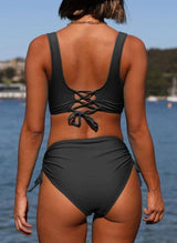 Chic Twist-Front Bikini: Trendy Beachwear Essentials Bikinis LOVEMI    