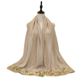 Chiffon Patchwork Solid Color Scarf-Khaki-4