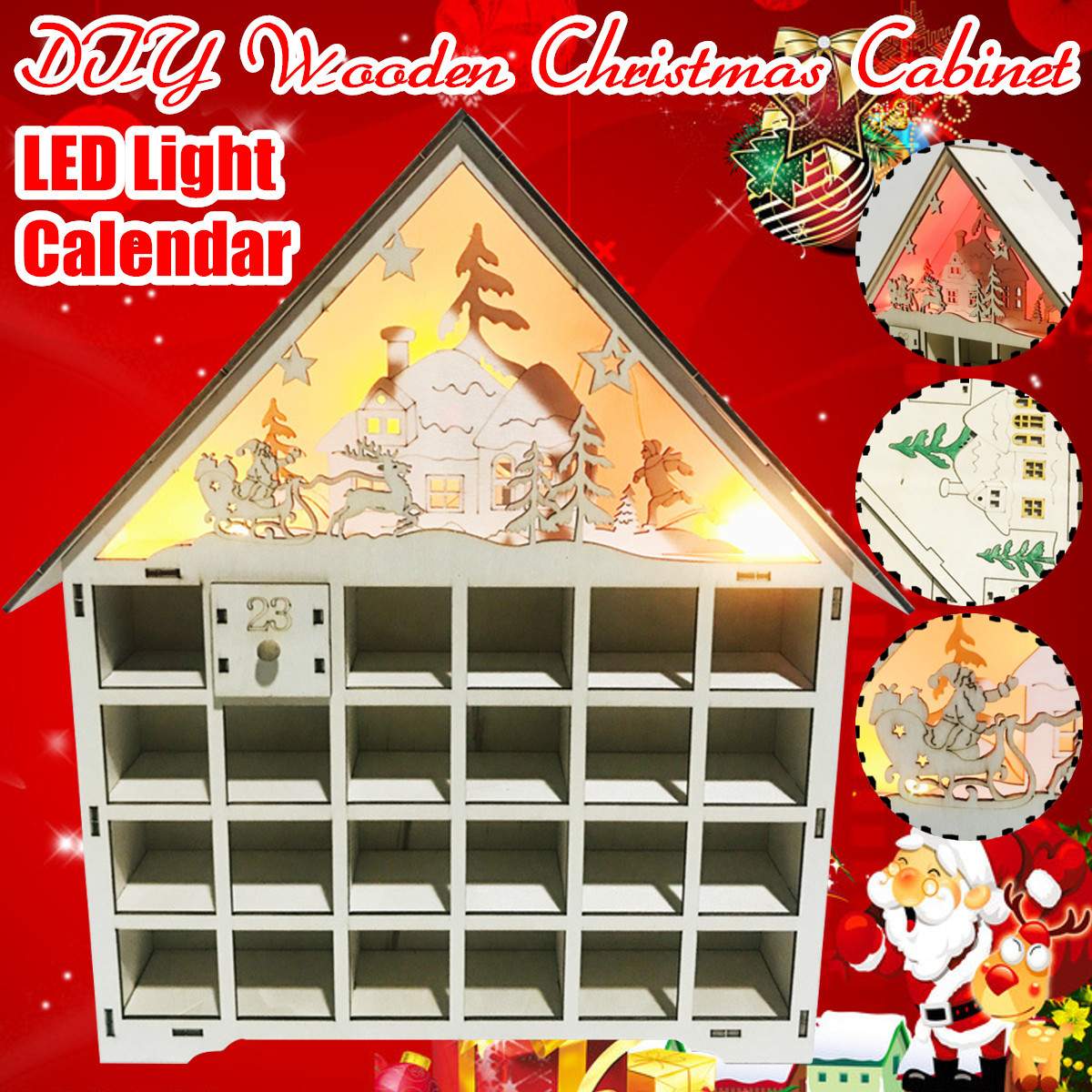 LOVEMI  Christmas Calendar cabinet Lovemi -  Christmas wooden calendar decorations
