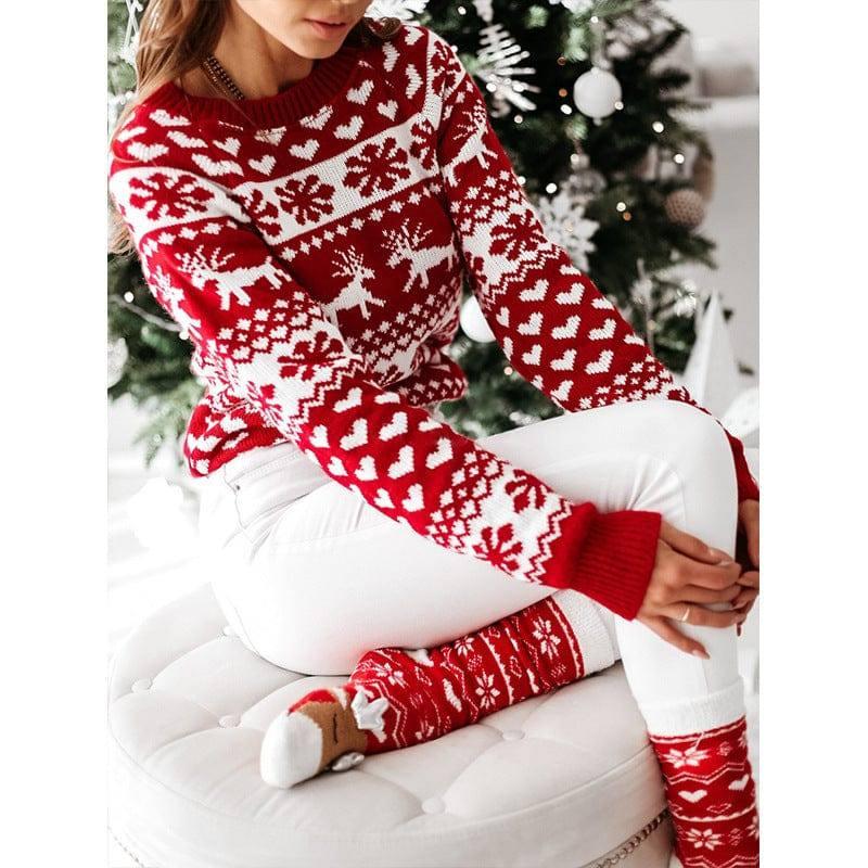 Christmas Elk Long Sleeve Knitted Sweater-7