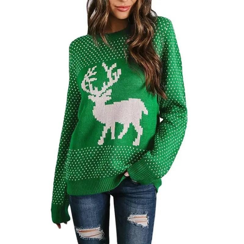 Christmas Pullover Knitted Sweater-Green-4
