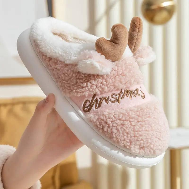 Christmas Shoes Winter Home Slippers Elk Soft Cozy Bedroom-4