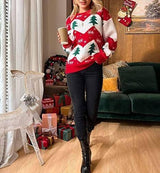 Christmas Tree Jacquard Women's Casual Long-sleeved Sweater-9