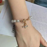 Classic Fashion Natural Stone Pearl Pendant Bracelet For-White-1