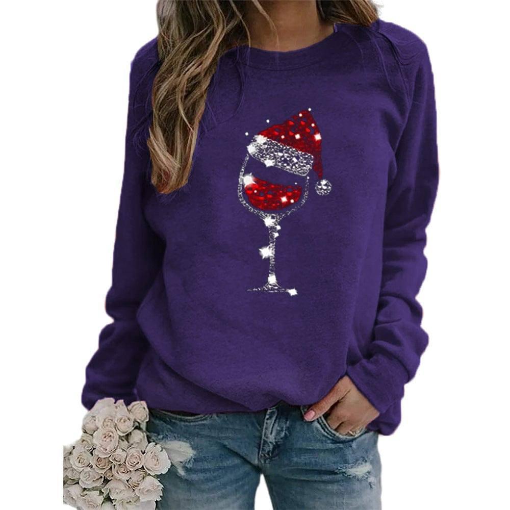 Clothing Christmas Women's Sweater Christmas Hat Red Wine-Purple-10