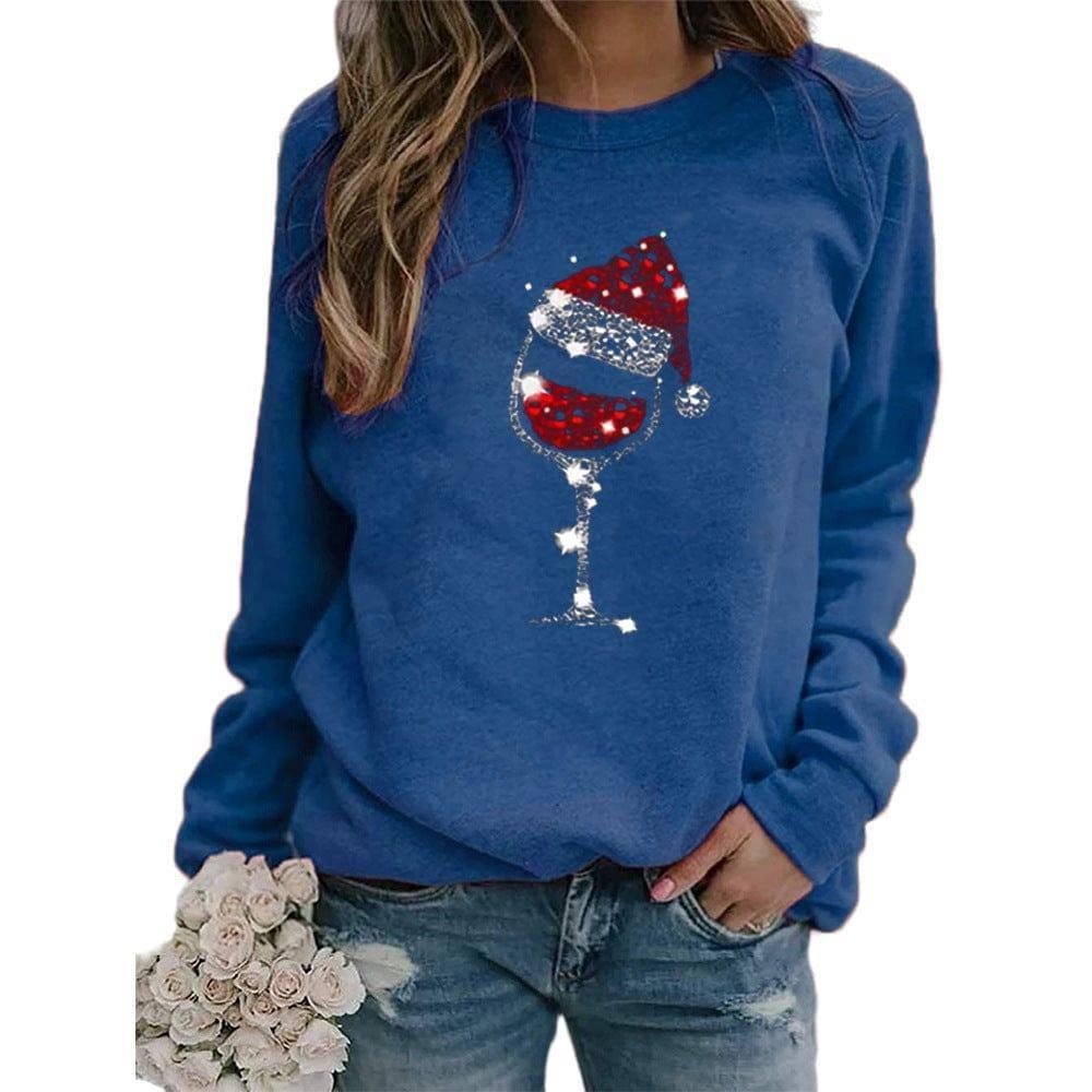 Clothing Christmas Women's Sweater Christmas Hat Red Wine-Blue-4